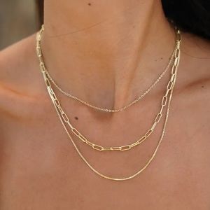 18k good layered necklace set three gold chain set dainty multi layer necklace